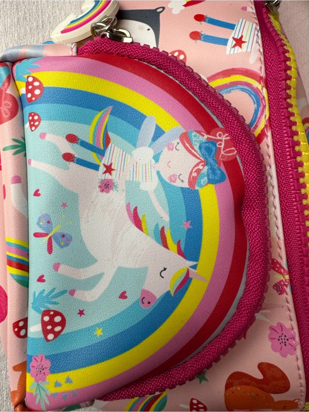 Kids Unicorn Rainbow Fanny Pack - Pink Floss and Rock.